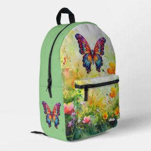 Mochila Impresa Mariposa Azul Naranja Alas