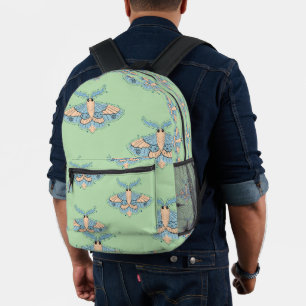 Mochila Impresa Mariposa Celestial Caprichosa — Azul Suave y Meloc