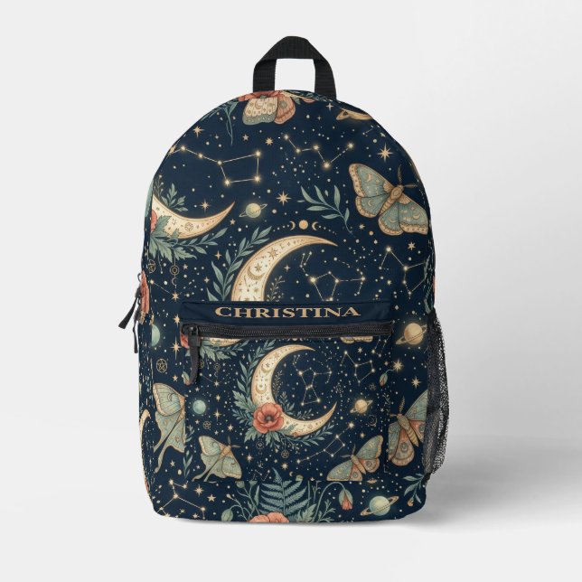 Mochila Impresa Mariposa Celestial Personalizada & Luna (Anverso)