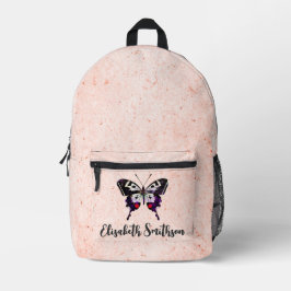 Mochila Impresa Mariposa de época corta Añadir el nombre Pastel ro