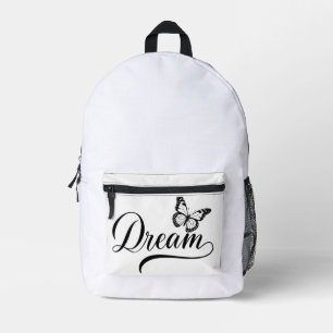 Mochila Impresa Mariposa de Sueño - Inspiración de Letra Negra Ele