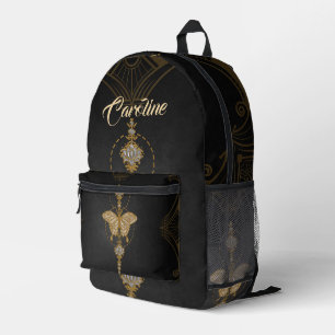 Mochila Impresa mariposa dorada.