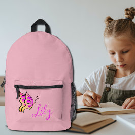 Mochila Impresa mariposa rosa - personalizada