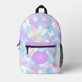 Mochila Impresa Mariposas blancas personalizadas en rosa y azul