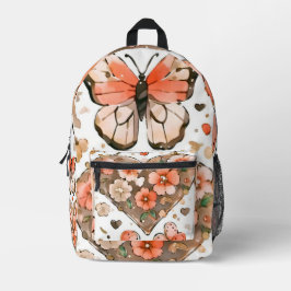 Mochila Impresa Mariposas, corazones y flores