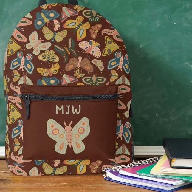 Mochila Impresa Mariposas de mariposas de arte folclórico Marrón a (Subido por el creador)