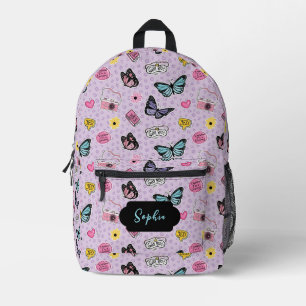 Mochila Impresa Mariposas Groovy Acuarela Rosa Lindo Femenino