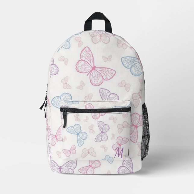 Mochila Impresa Mariposas Pastel personalizadas (Anverso)