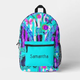 Mochila Impresa Mariposas rosadas y púrpura de bonito Aqua