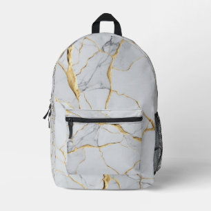 Mochila Impresa Mármol blanco y dorado