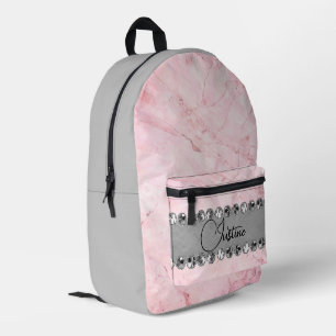 Mochila Impresa Mármol rosa en honda de diamantes Personalizado