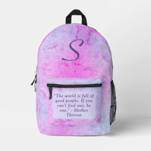 Mochila Impresa Mármol rosado con texto