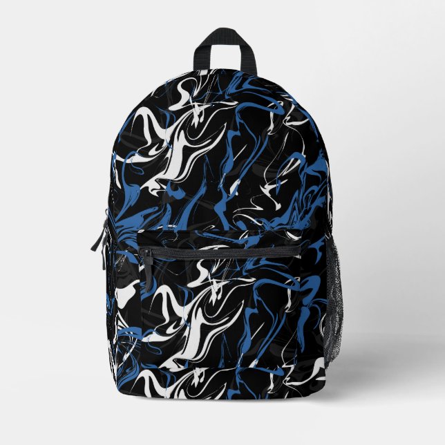 Mochila Impresa Mármol urbano en azul y negro (Anverso)