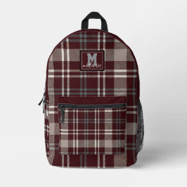 Mochila Impresa Maroon and white checkered tartan Texas college