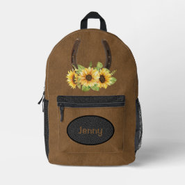 Mochila Impresa Marrón de girasol herradura personalizada