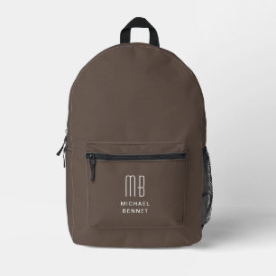 Mochila Impresa Marrón Monogramado Elegante