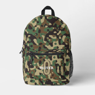 Mochila Impresa Marrón verde beige camo camuflaje Monograma nombre