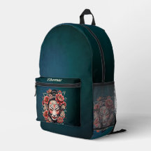 Máscara japonesa decorada con flores