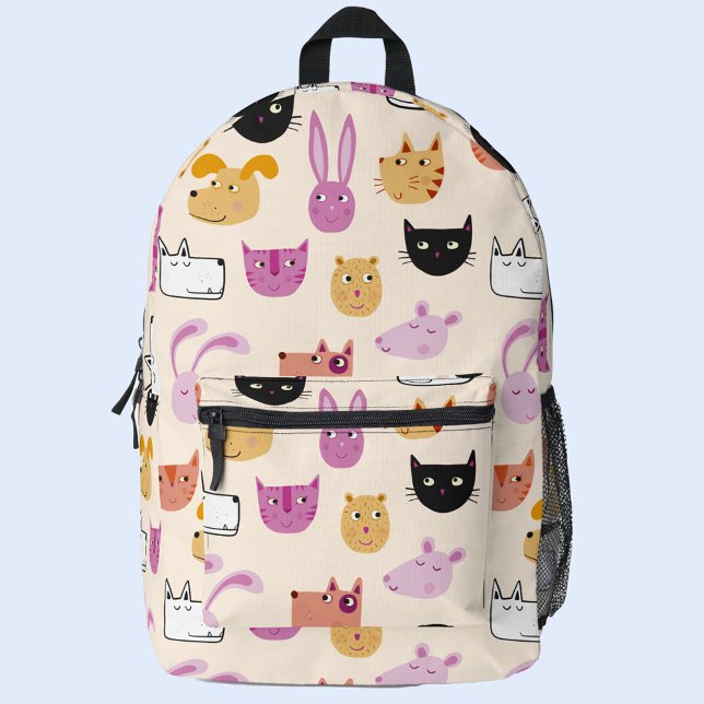 Mochila Impresa Mascota divertido Animal (Cute pet animal backpack with cat, dog, mouse, rabbit, guinea pig or hamster characters)
