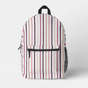 Mochila Impresa Mauve Rosa y Franjas Verticales de Ciruela Estétic