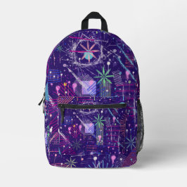 Mochila Impresa Maximalista abstracto sobre púrpura