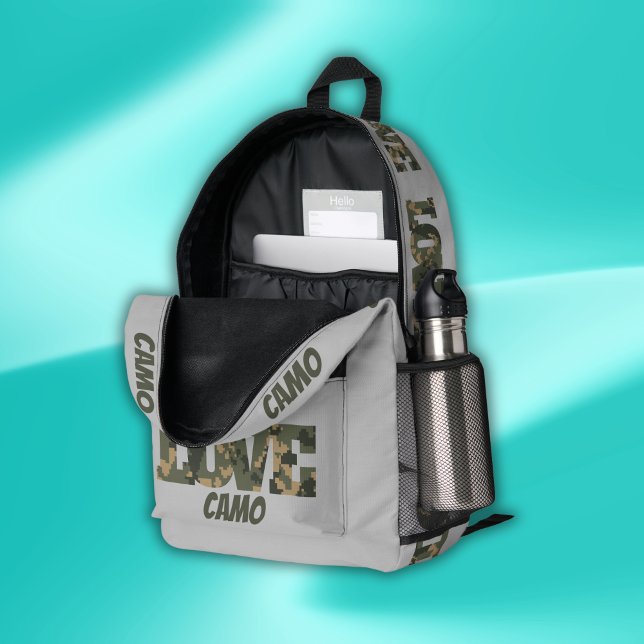 Mochila Impresa Me Encanta Camouflage Green Brown | (Subido por el creador)