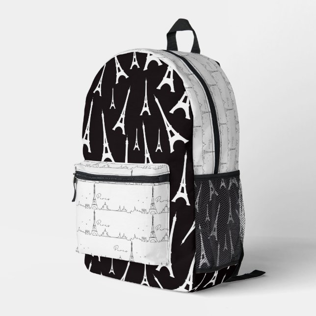 Mochila Impresa Medianoche en la Torre Eiffel de París (Esquina derecha trasera )