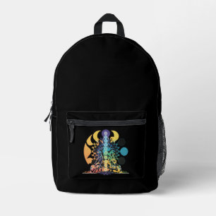 Mochila Impresa Meditación Colorida Cósmica del Chakra Energía Esp
