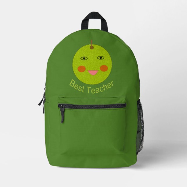 Mochila Impresa Mejor profesor feliz Apple (Anverso)