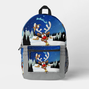 Mochila Impresa Meme Divertido de Navidad de Reno Espiando