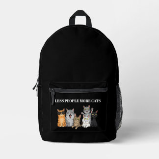 Mochila Impresa Menos Personas Más Gatos | Gatitos Negros Divertid