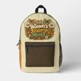 Mochila Impresa Mes de la Historia de la Mujer Retro 70s Floral Gr