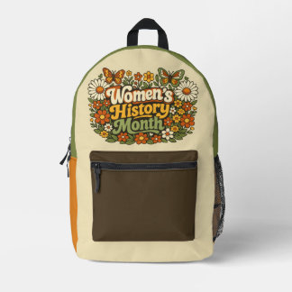 Mochila Impresa Mes de la Historia de la Mujer Retro 70s Floral Gr