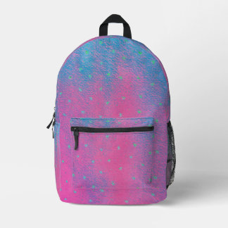 Mochila Impresa Mezclas azules en estrellas rosas y verdes, mochil