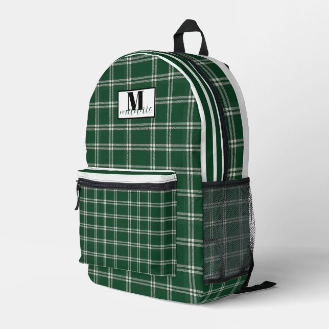 Mochila Impresa Michigan State green and white Tartan Plaid  (Esquina derecha trasera )