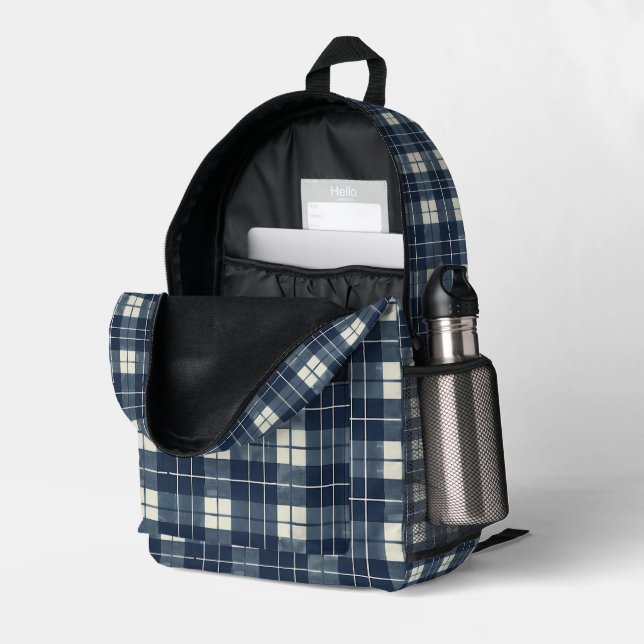 Mochila Impresa Midnight Plaid (Esquina trasera derecha (abierta))