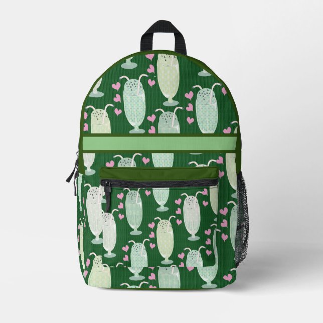 Mochila Impresa Milkshake Fun Mint Personalizado Retro Pattern Cum (Anverso)