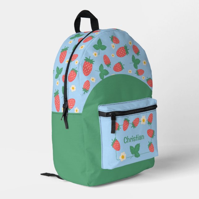 Mochila Impresa Mini Flor de Fresa personalizable (Esquina izquierda trasera)