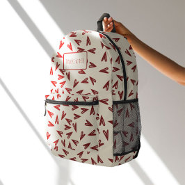 Mochila Impresa Minimal Burgundy & Cream Hearts Valentine