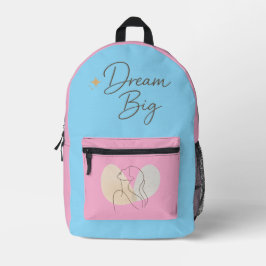 Mochila Impresa Minimalist Line Art Woman Backpack - "Dream Big" A