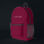 Mochila Impresa Minimalist Modern Custom Name, Text, Photo<br><div class="desc">Personalized Trendy burgundy cherry wine red backpack featuring modern custom text. Add your own photo,  illustration or any graphic design element,  or leave this elegant and minimal aesthetic. Any font,  any color,  no minimum.</div>