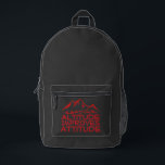 Mochila Impresa Minimalist Trail Hiking black red Backpack<br><div class="desc">Looking for a backpack that's as amazing as you are? Check out this super cool black hiking backpack! It has awesome orange side panels that pop, plus a fun mountain design on the front pocket with the saying "Altitude Improves Attitude" – how cool is that?! It's seriously lightweight, so you'll...</div>