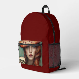 Mochila Impresa minimalista diseñador vintage hongo trippy