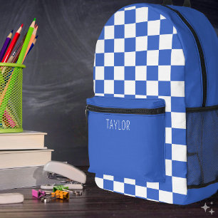 Mochila Impresa Minimalista Moderno Tablero de Ajedrez Azul