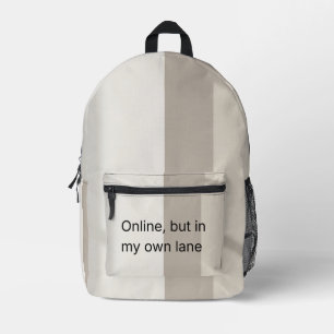 Mochila Impresa Minimalista Rayado Neutral En Línea En Mi Propio C