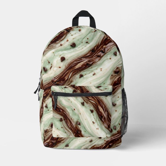 Mochila Impresa Mint Chocolate Chip Milkshake Marble Design (Anverso)