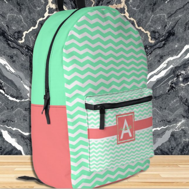 Mochila Impresa Mint Coral Chevron (Subido por el creador)