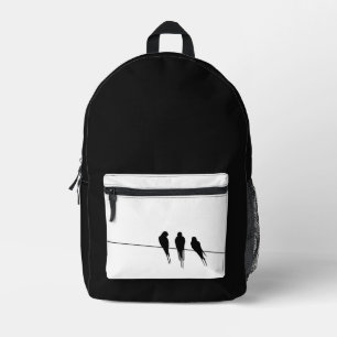 Mochila Impresa Mirlos minimalistas Silueta en alambre