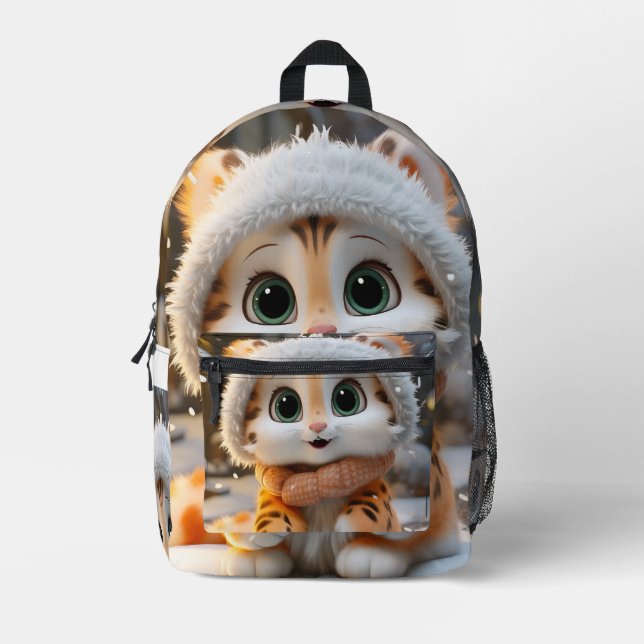 Mochila Impresa Misha - Un flamante leopardo de las nieves (Anverso)
