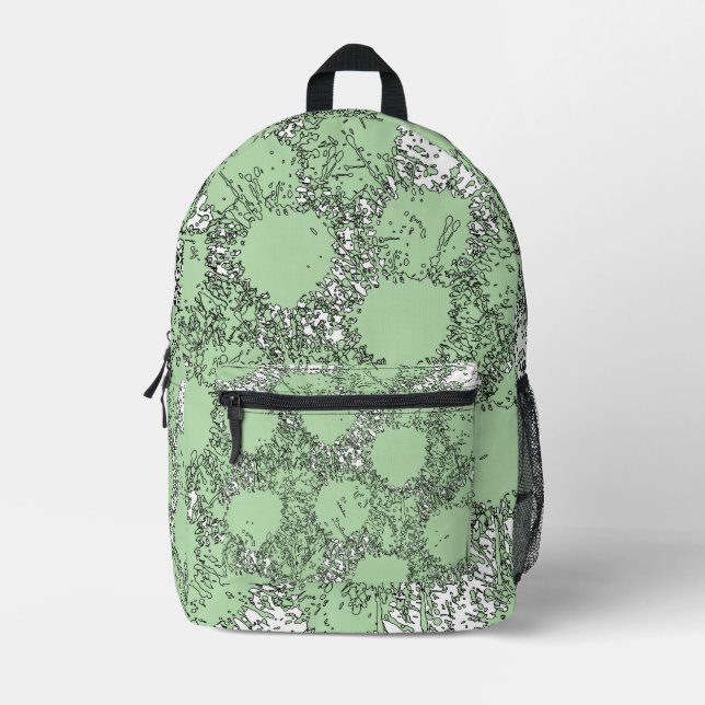 Mochila Impresa Misty Shamrocks Backpack – Chic & Artistic Green (Anverso)